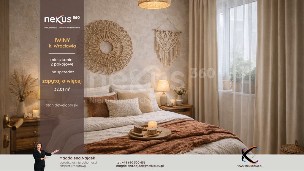 Komfortowe 2 pokoje z balkonem i słoneczną ekspozycją Iwiny, Brochowska  32m2 Foto 1