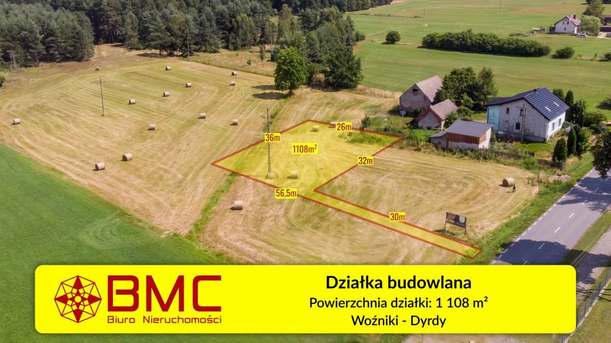 Działka budowlana na sprzedaż Woźniki, Dyrdy, Asfaltowa  1 108m2 Foto 1