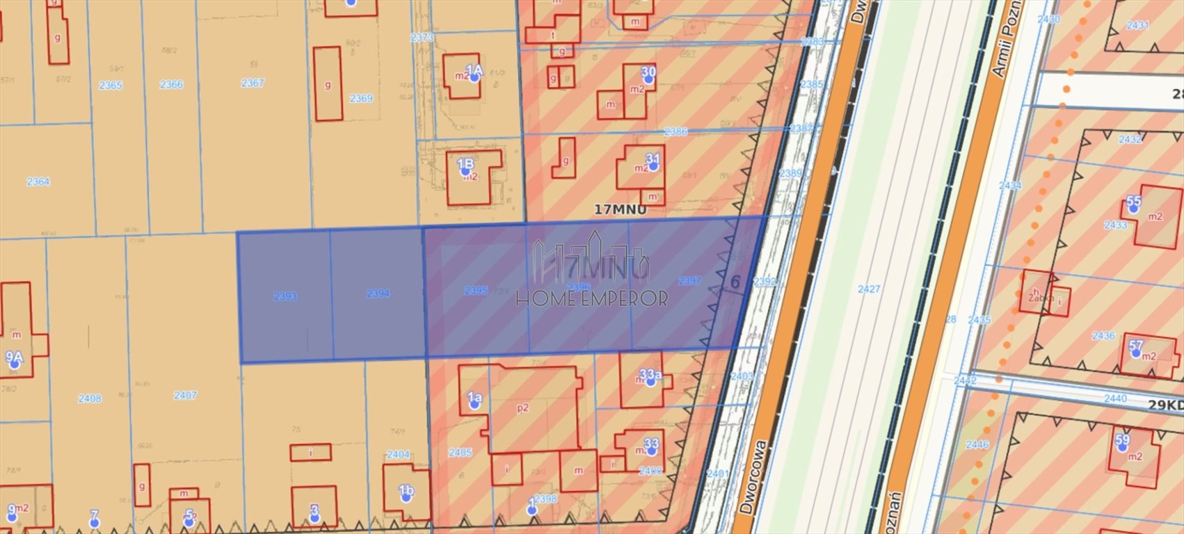 Polecam działkę 3420 m² w Luboniu z mediami i planem zagospodarowania: Luboń: Dworcowa