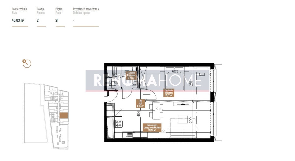 Kawalerka na sprzedaż Wrocław, Szczepin, gen. Władysława Sikorskiego  46m2 Foto 3