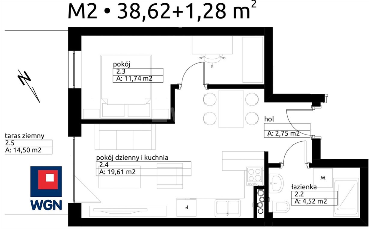 Mieszkanie dwupokojowe na sprzedaż Wieluń, Urocza  39m2 Foto 4