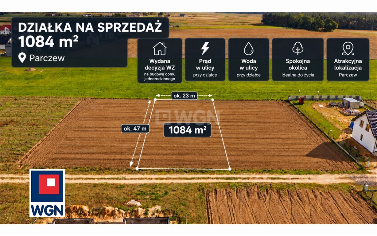 Do sprzedania działka 1084 m² w Parczewie z WZ i mediami Parczew, Parczew, Wrzosowa  1 084m2 Foto 1