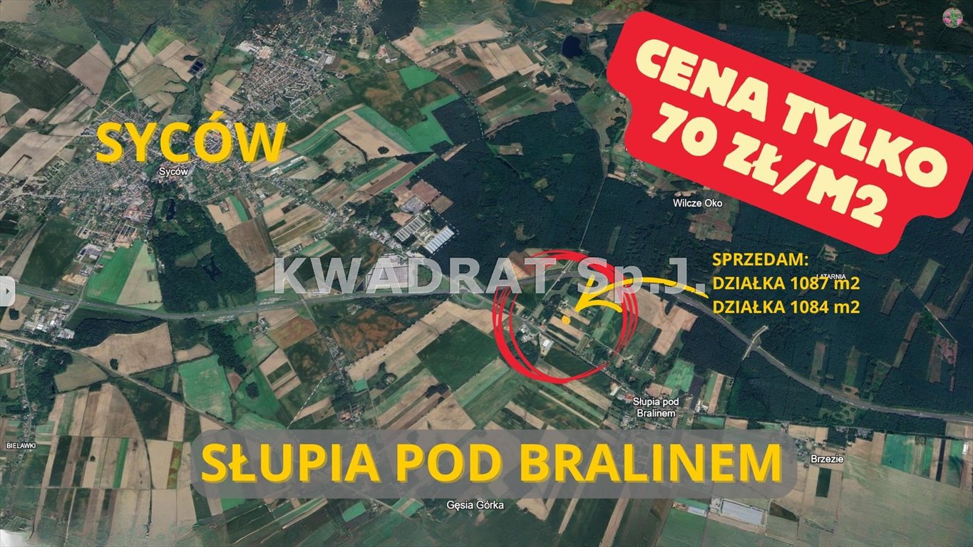 Działka budowlana z warunkami zabudowy, las, asfalt Słupia pod Bralinem  1 084m2 Foto 1