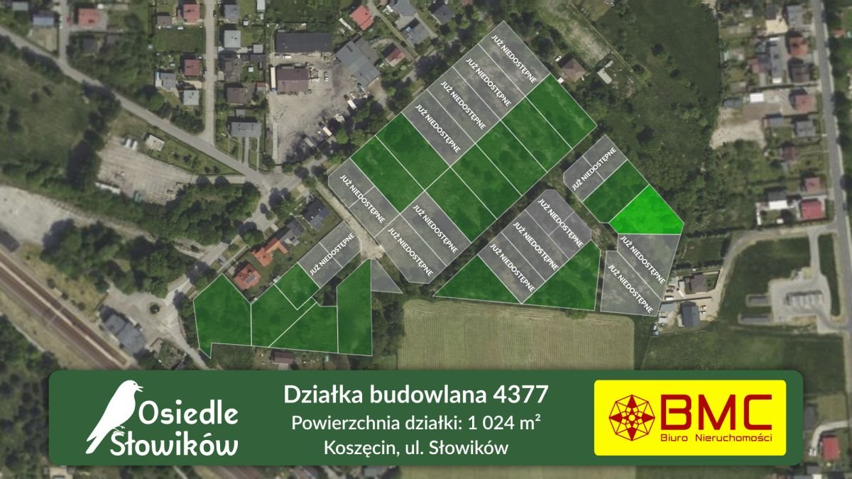 Działka budowlana 1024 m2 w Koszęcinie – idealna pod dom Koszęcin, Słowików  1 024m2 Foto 1