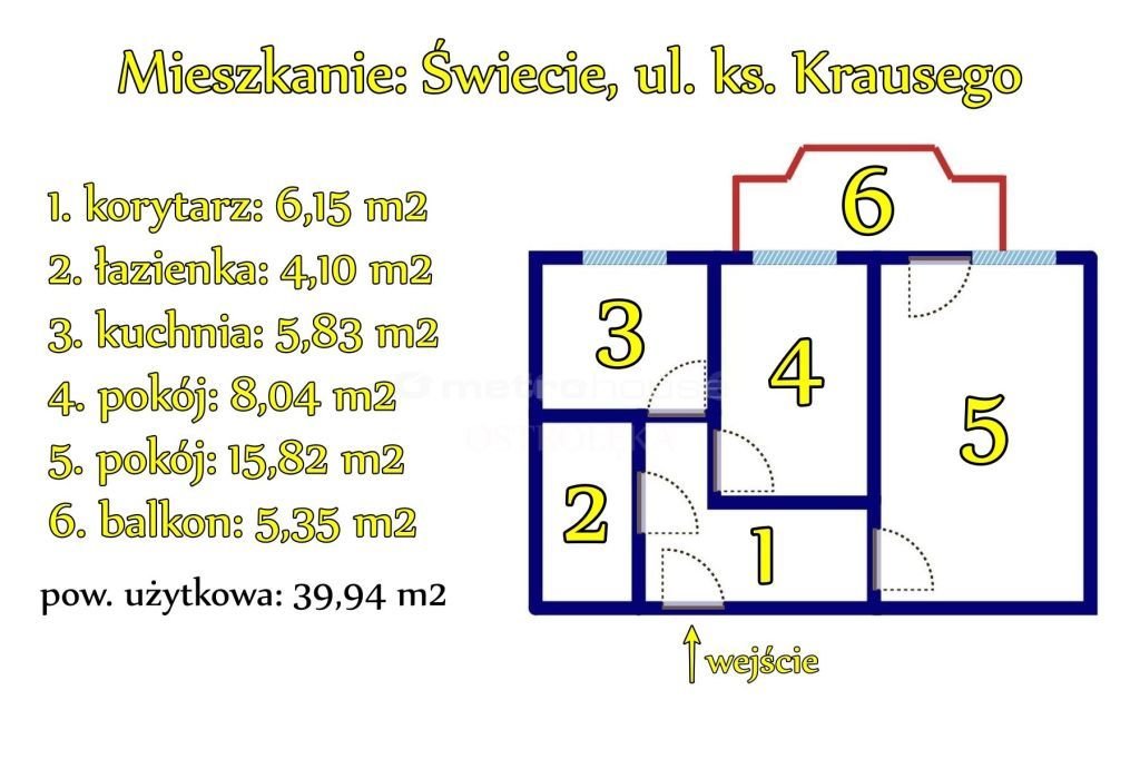 Mieszkanie dwupokojowe na sprzedaż Świecie, Krausego  40m2 Foto 9