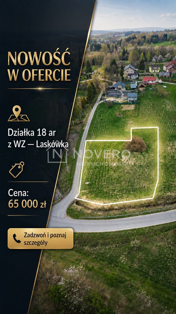 Sprzedam działkę 1800 m² w Laskówce - idealne miejsce pod dom Laskówka  1 800m2 Foto 1