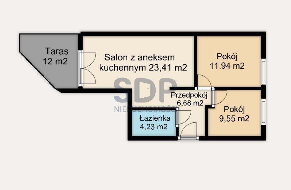 Mieszkanie trzypokojowe na sprzedaż Wrocław, Krzyki, Krzyki, Braterska  56m2 Foto 2