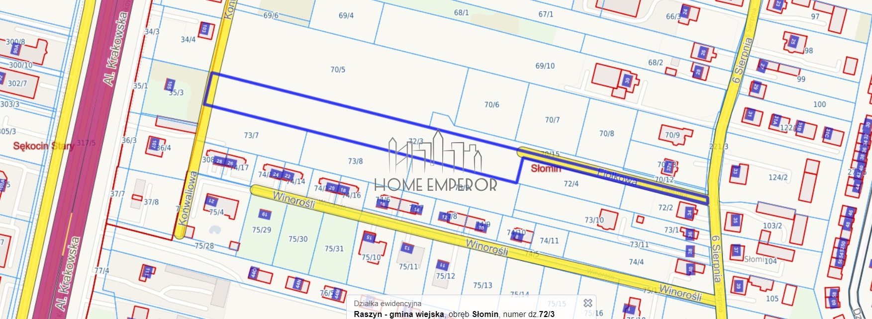 Działka 4628 m² pod zabudowę szeregową w Słominie.: Słomin: 6 Sierpnia