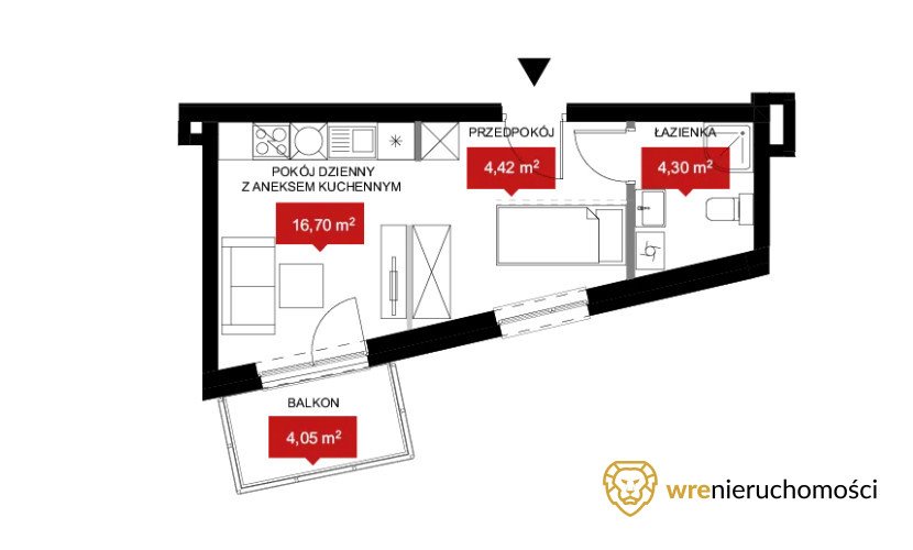 Mieszkanie dwupokojowe na sprzedaż Wrocław, Kleczków, Władysława Reymonta  25m2 Foto 2