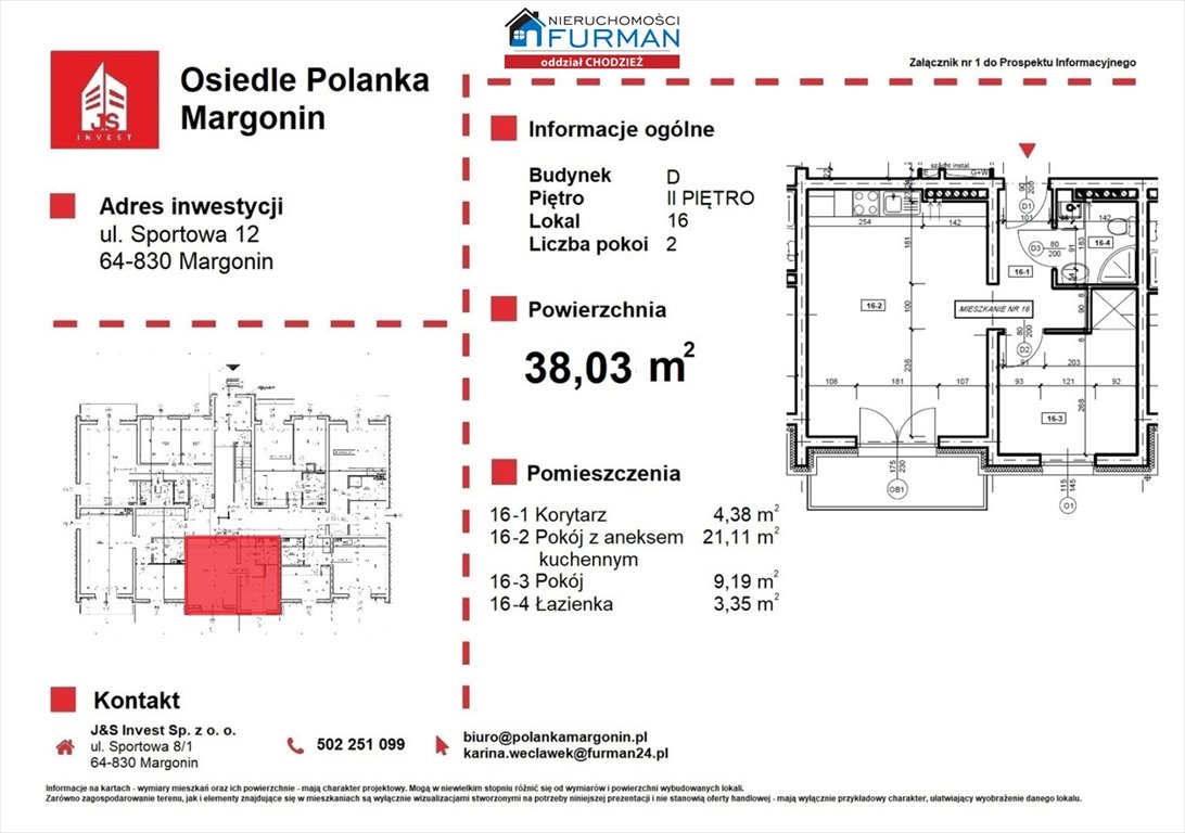 Mieszkanie dwupokojowe na sprzedaż Margonin  38m2 Foto 6