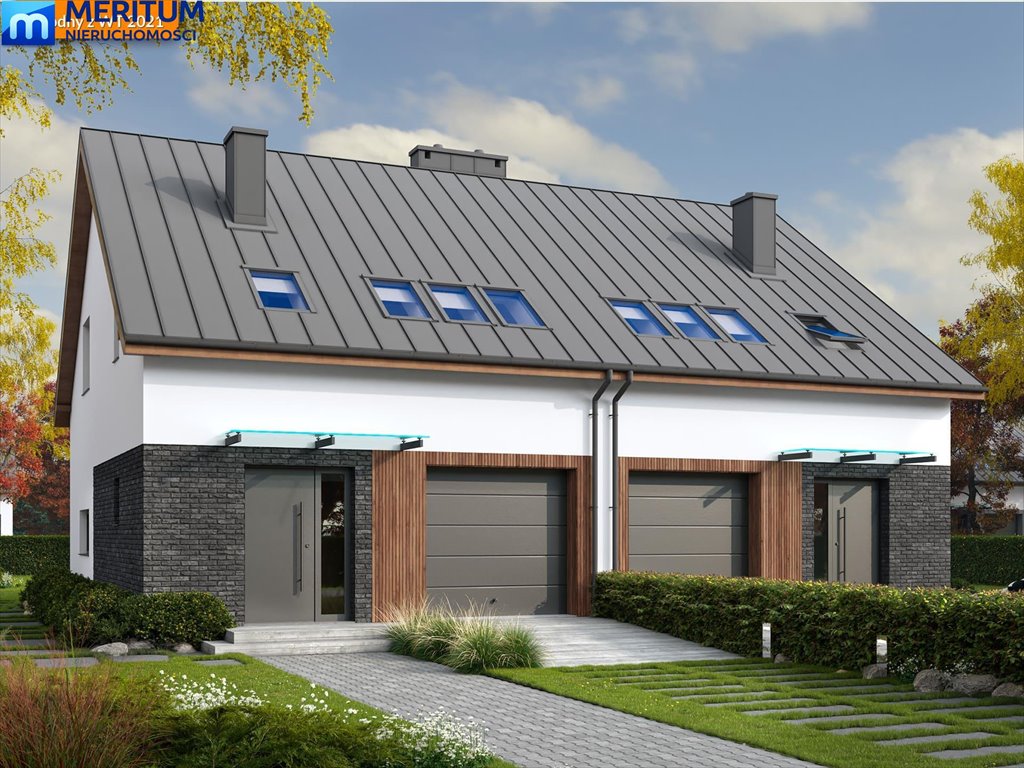 Nowoczesny dom bliźniak z pompą ciepła i ogrzewaniem podłogowym Adamowizna  126m2 Foto 1