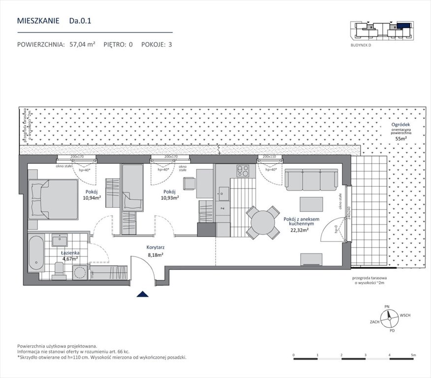 Mieszkanie 57 m² w Gdańsku (Morena) z balkonem i dostępem do natury Gdańsk, Morena  57m2 Foto 1