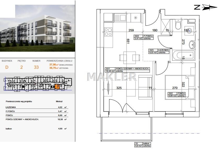 Mieszkanie dwupokojowe na sprzedaż Bydgoszcz, Szwederowo  37m2 Foto 4