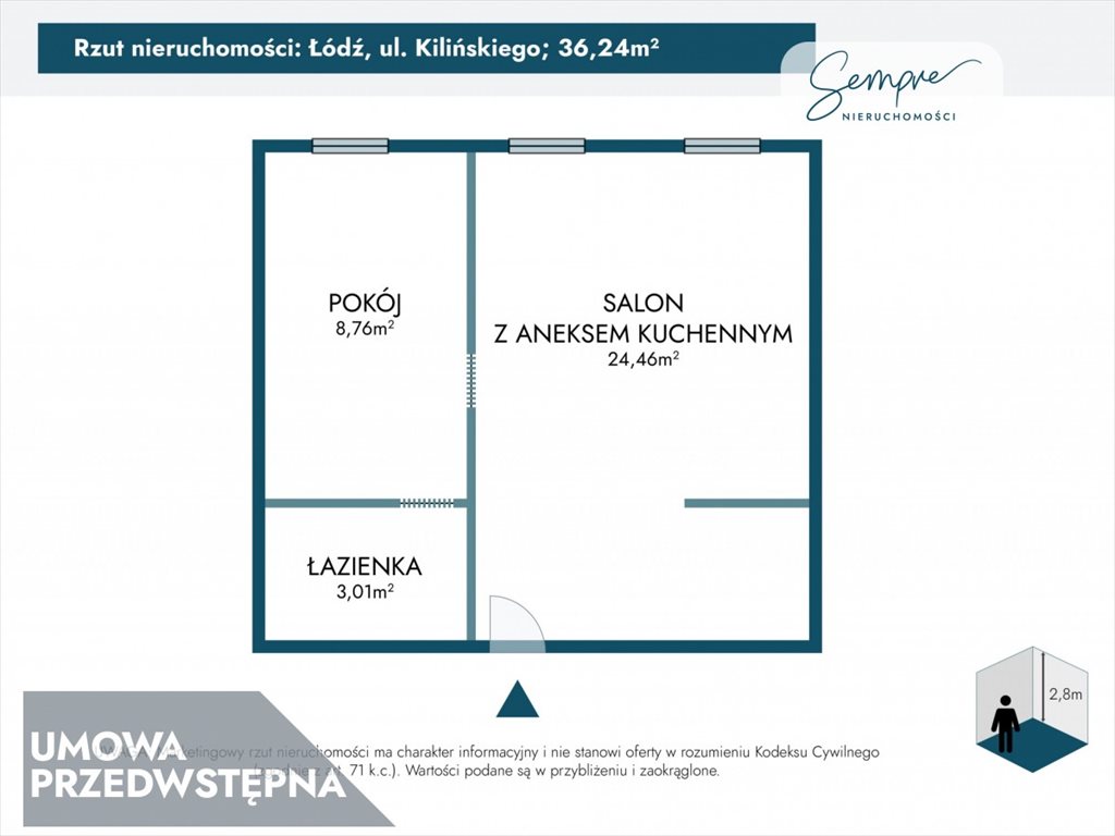 Mieszkanie dwupokojowe na sprzedaż Łódź, Śródmieście, Jana Kilińskiego  36m2 Foto 5