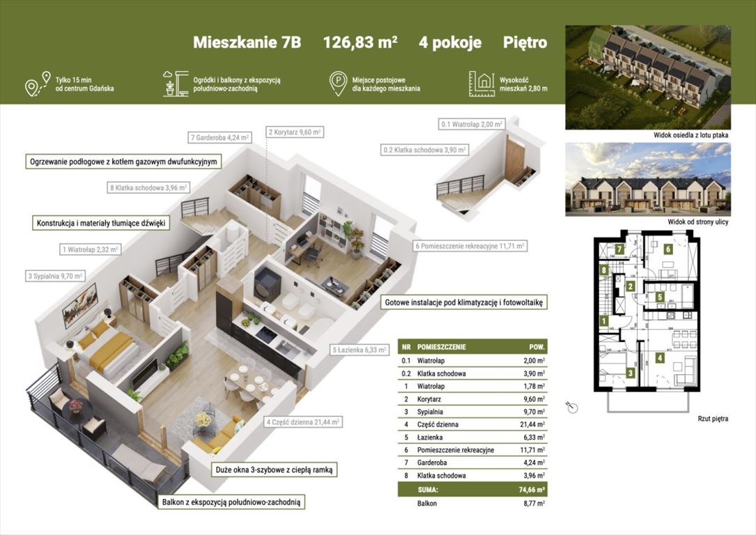 Mieszkanie czteropokojowe  na sprzedaż Gdańsk, Kowale, Siostry Faustyny  127m2 Foto 3