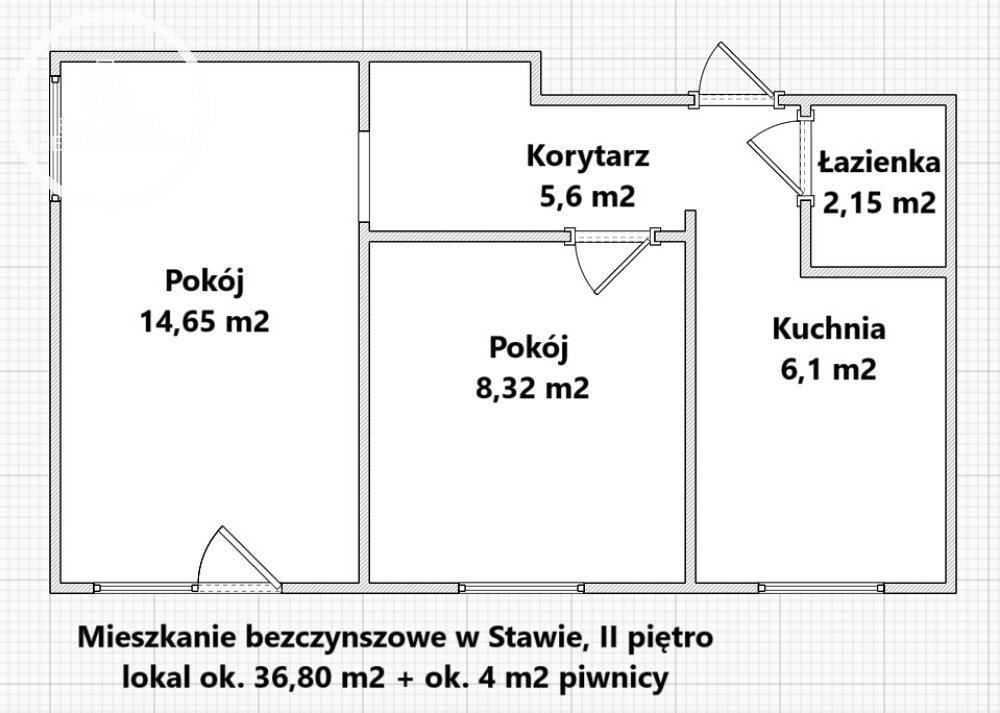 Mieszkanie dwupokojowe na sprzedaż Staw  41m2 Foto 6