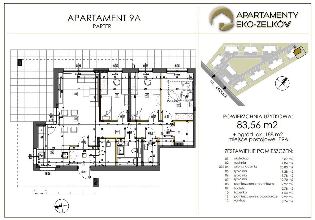 Mieszkanie czteropokojowe  na sprzedaż Siedlce  84m2 Foto 3