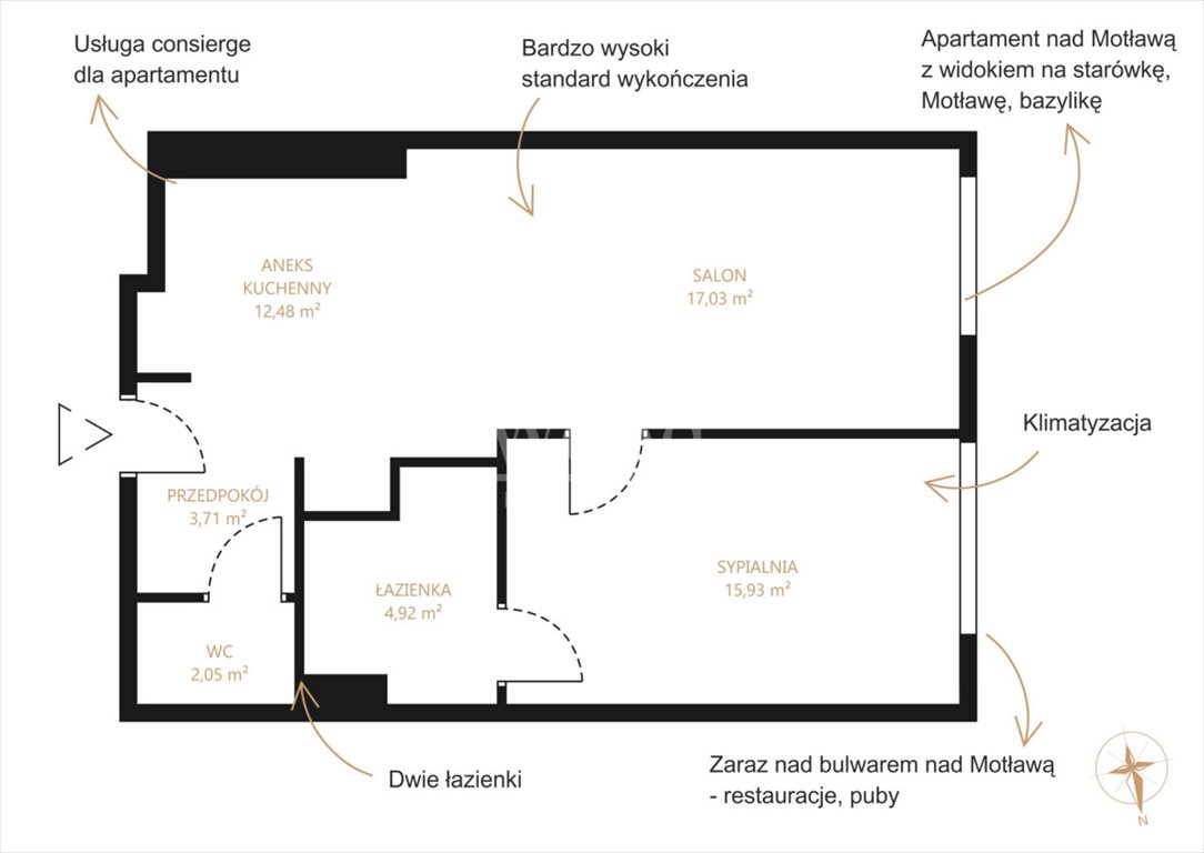 Mieszkanie dwupokojowe na sprzedaż Gdańsk, Śródmieście, Chmielna  56m2 Foto 6