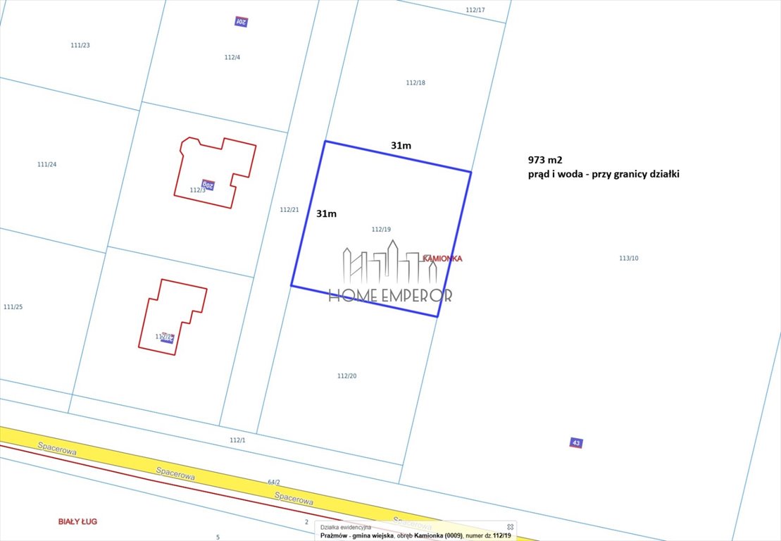 Działka budowlana na sprzedaż Kamionka, Spacerowa  973m2 Foto 1
