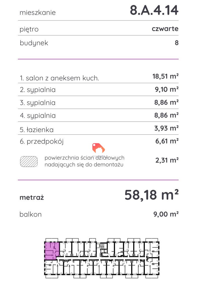 Mieszkanie czteropokojowe  na sprzedaż Bydgoszcz, Fordon  58m2 Foto 2