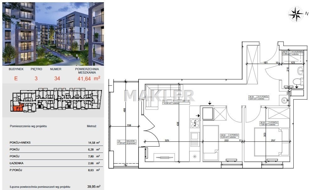 Mieszkanie trzypokojowe na sprzedaż Bydgoszcz, Bocianowo  41m2 Foto 3