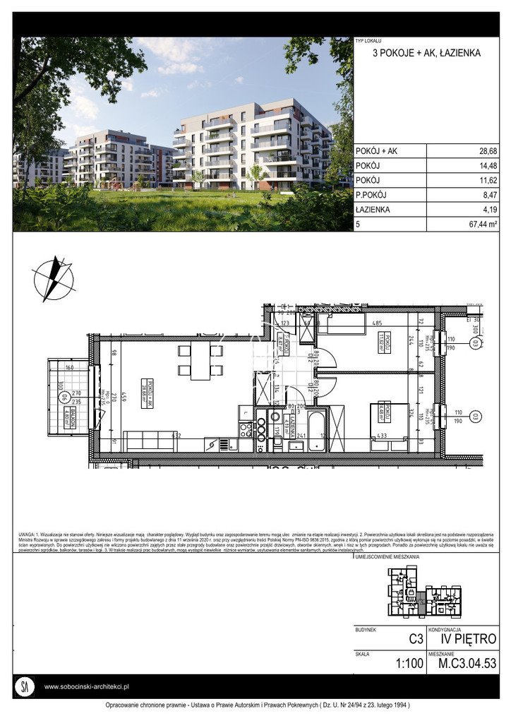 Mieszkanie trzypokojowe na sprzedaż Bydgoszcz, Fordon, Fordońska  67m2 Foto 4