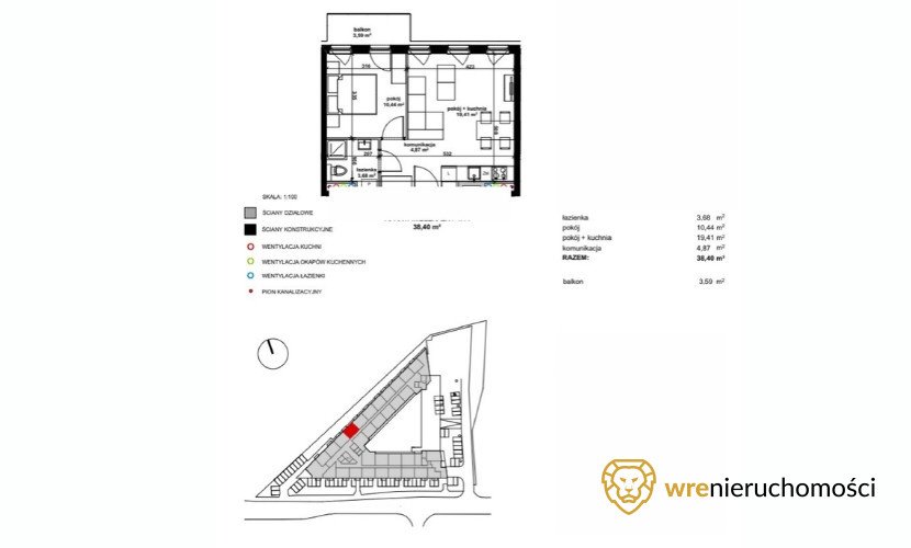 Mieszkanie dwupokojowe na sprzedaż Wrocław, Partynice, Zwycięska  38m2 Foto 3