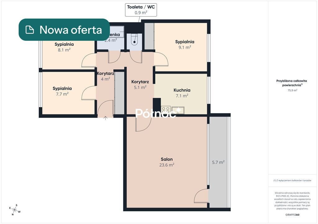 4-pokojowe mieszkanie 72 m2 z balkonem i piwnicą - Dziesięciny Białystok, Dziesięciny, Zagórna  72m2 Foto 1