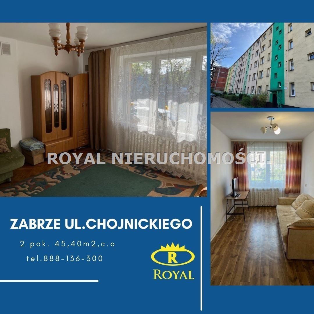 Mieszkanie dwupokojowe na sprzedaż Zabrze, Centrum, Chojnickiego  45m2 Foto 1