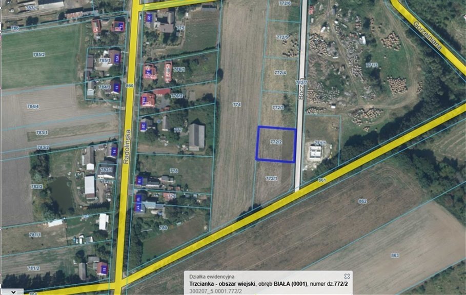 Działka budowlana w Białej, 1093 m², dostęp drogą utwardzoną Trzcianka  1 093m2 Foto 1