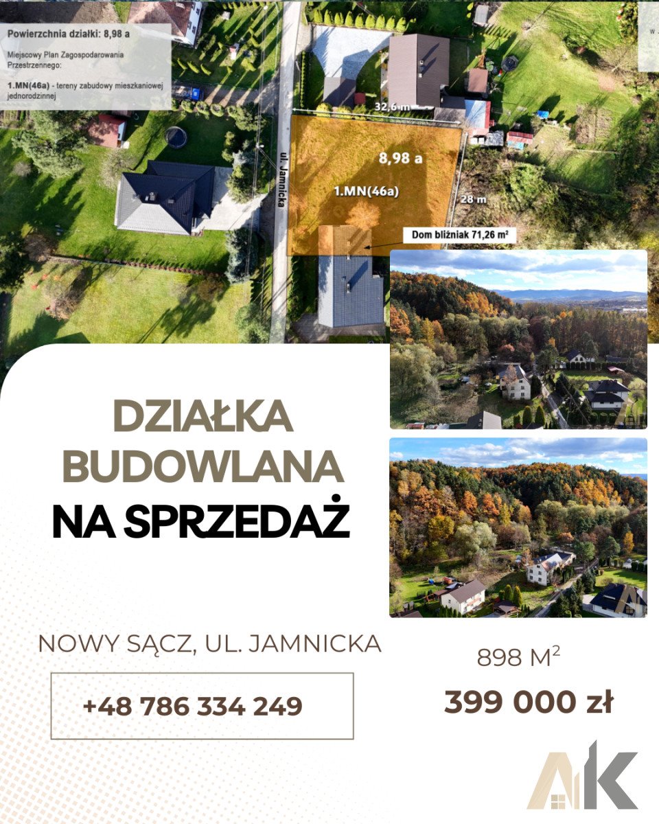 Działka budowlana na sprzedaż Nowy Sącz, Jamnicka  898m2 Foto 1
