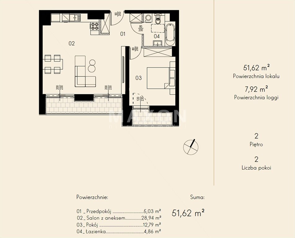 Mieszkanie dwupokojowe na sprzedaż Łódź  52m2 Foto 8