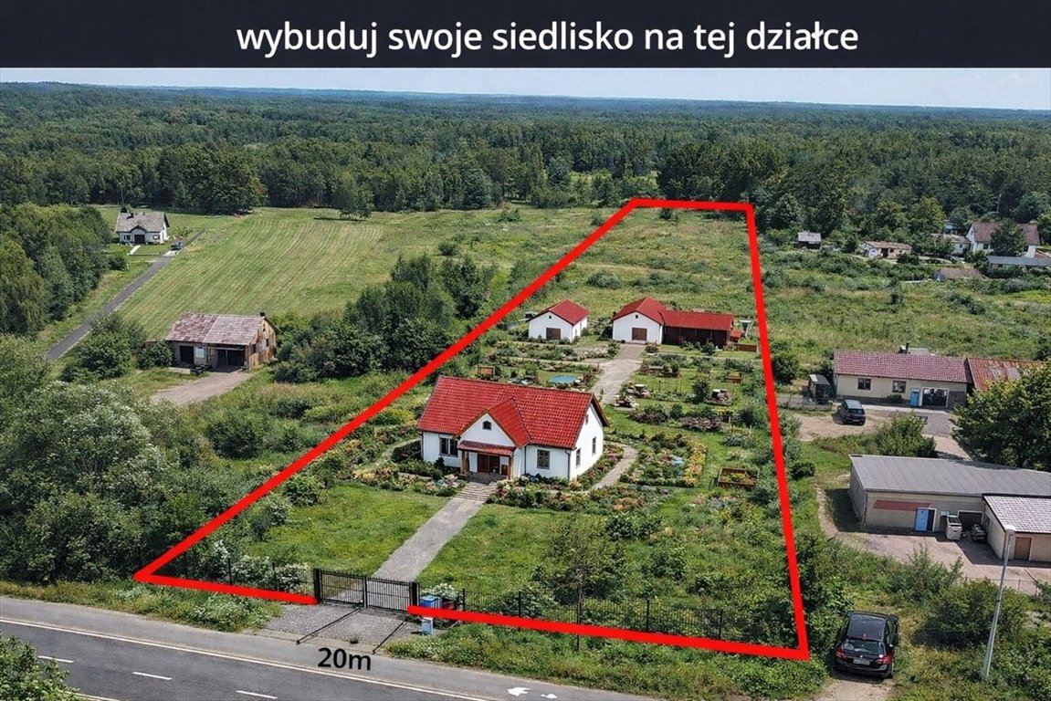 Działka 10 480 m² z domem i działalnością w Hutkach Hutki  10 480m2 Foto 1