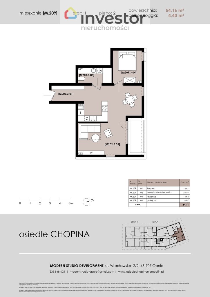 Mieszkanie dwupokojowe na sprzedaż Niemodlin, Fryderyka Chopina  54m2 Foto 2