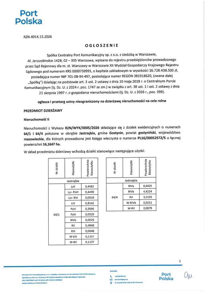 Działka na wynajem 161 647 m2 pod cele rolne Jastrzębia  161 647m2 Foto 1