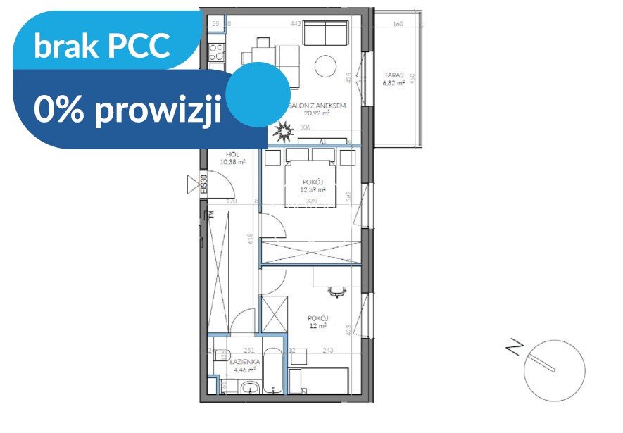 Na sprzedaż przestronne 3-pokojowe mieszkanie 62 m² w Bydgoszczy Bydgoszcz, Kapuściska, Sandomierska  60m2 Foto 1