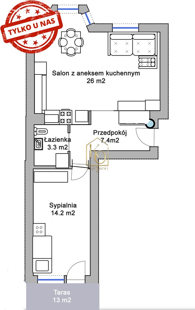 Mieszkanie dwupokojowe na sprzedaż Wrocław, Partynice, Partynice, gen. Stanisława Maczka  50m2 Foto 15