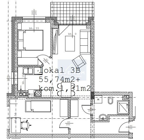 Mieszkanie trzypokojowe na sprzedaż Radomsko  56m2 Foto 2