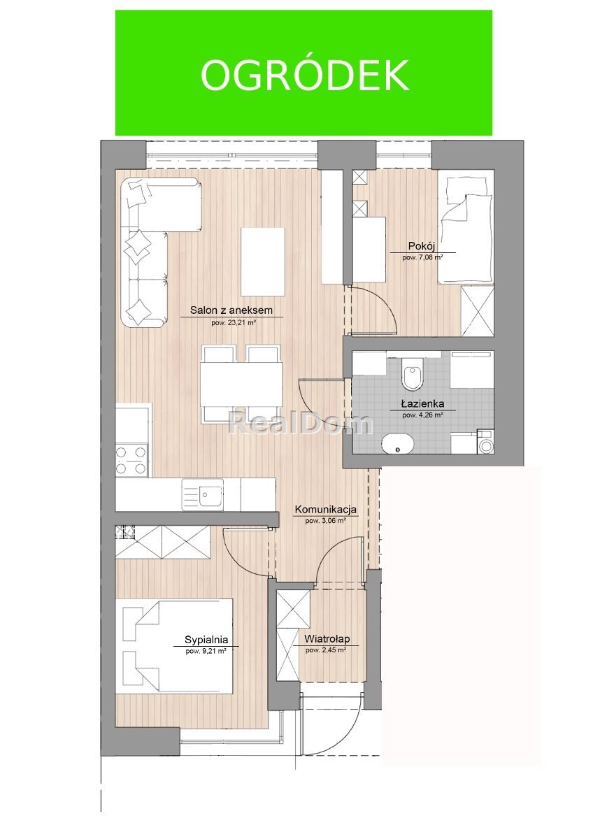 Nowoczesny apartament z ogrodem w Dębnikach, 49 m2 Kraków, Dębniki, Kliny, Spacerowa  49m2 Foto 1
