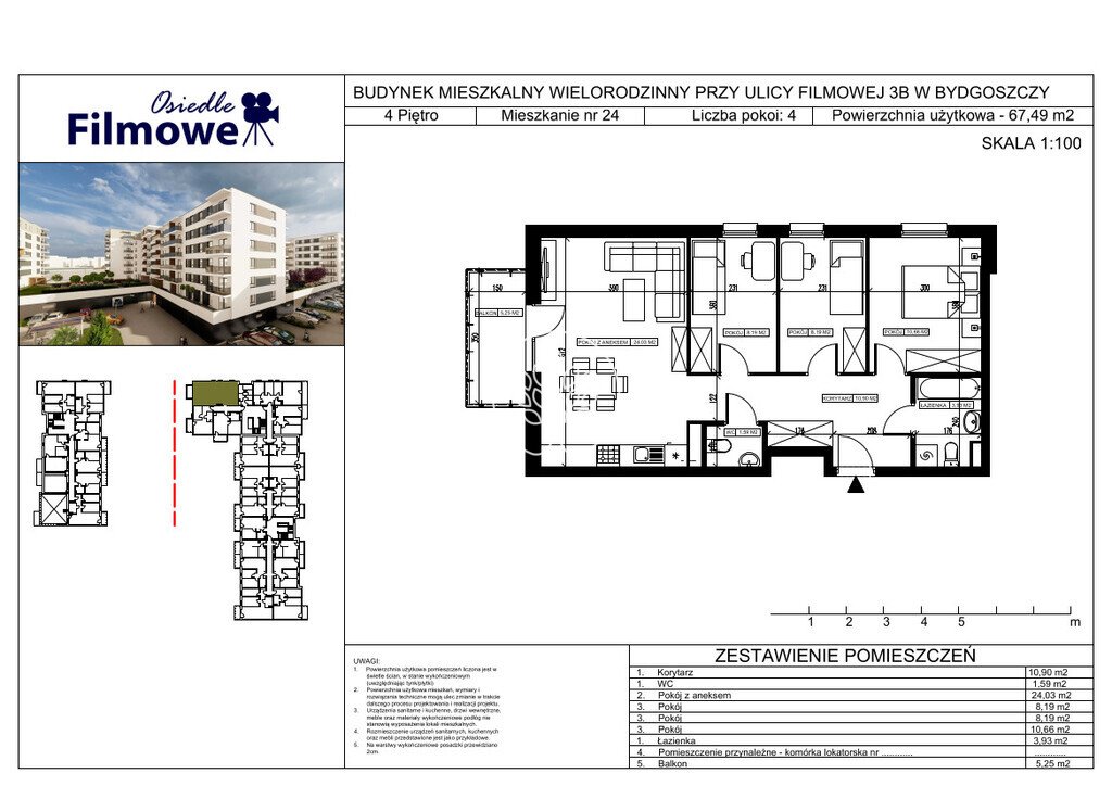 Mieszkanie czteropokojowe  na sprzedaż Bydgoszcz, Bartodzieje Małe, Filmowa  67m2 Foto 3