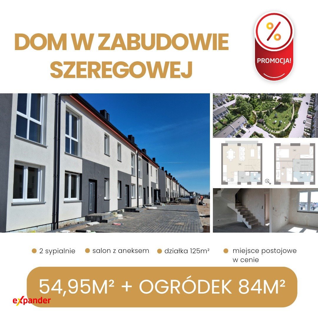 Sprzedam bezczynszowy szeregowiec 55 m² z ogródkiem w Kostrzynie Gwiazdowo  55m2 Foto 1