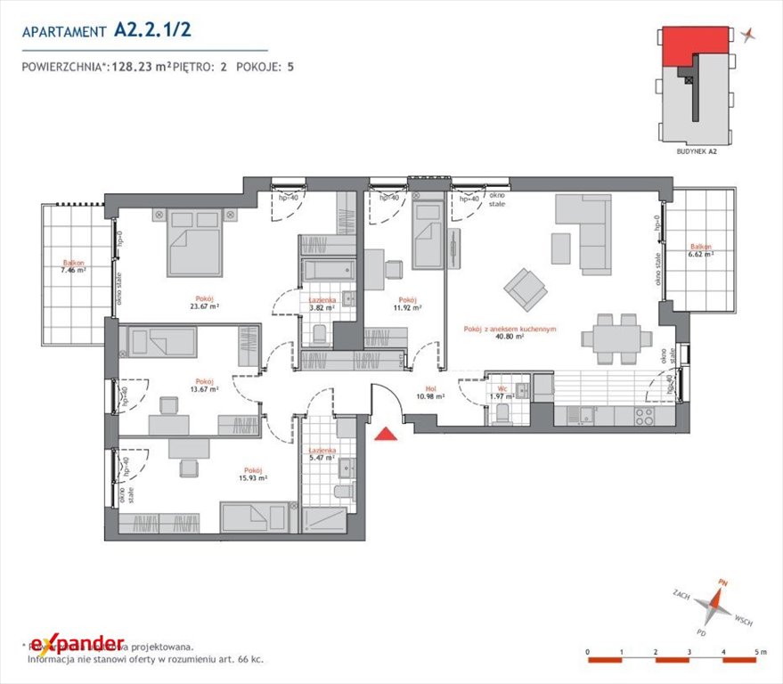 Przestronny 5-pokojowy apartament 128 m2 z balkonem i miejscem garażowym Gdańsk, Artura Grottgera  128m2 Foto 1