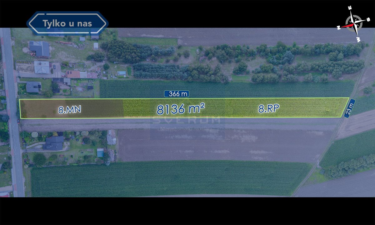 Działka 8136 m2 w Nowym Broniszowie z mediami i szerokością Nowy Broniszew, Słoneczna  8 136m2 Foto 1