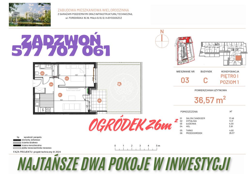 Mieszkanie dwupokojowe na sprzedaż Bydgoszcz, Fordońska  37m2 Foto 1