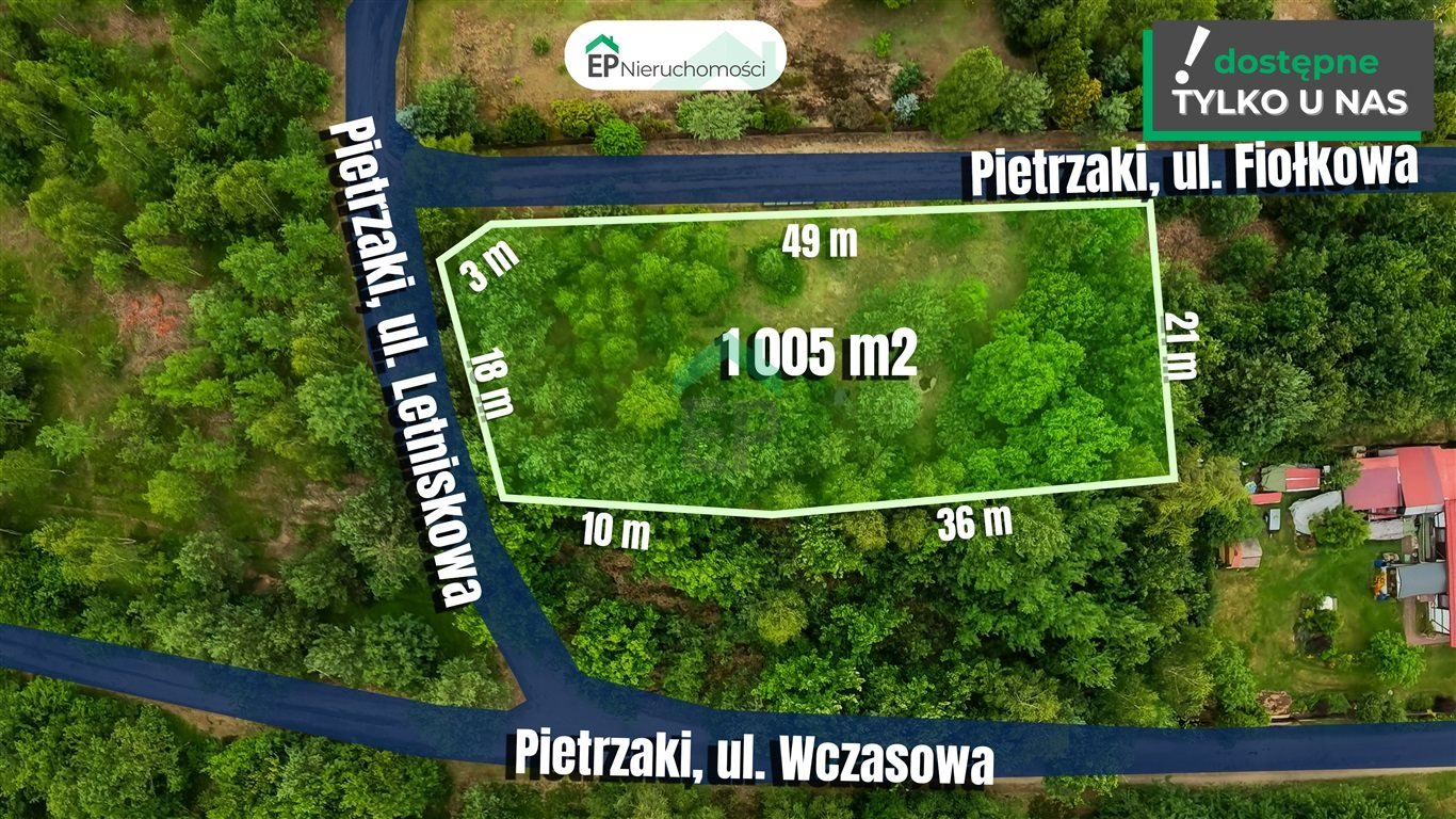 Działka 1000 m² z przyczepą w Pietrzakach, spokojna okolica Pietrzaki  1 000m2 Foto 1