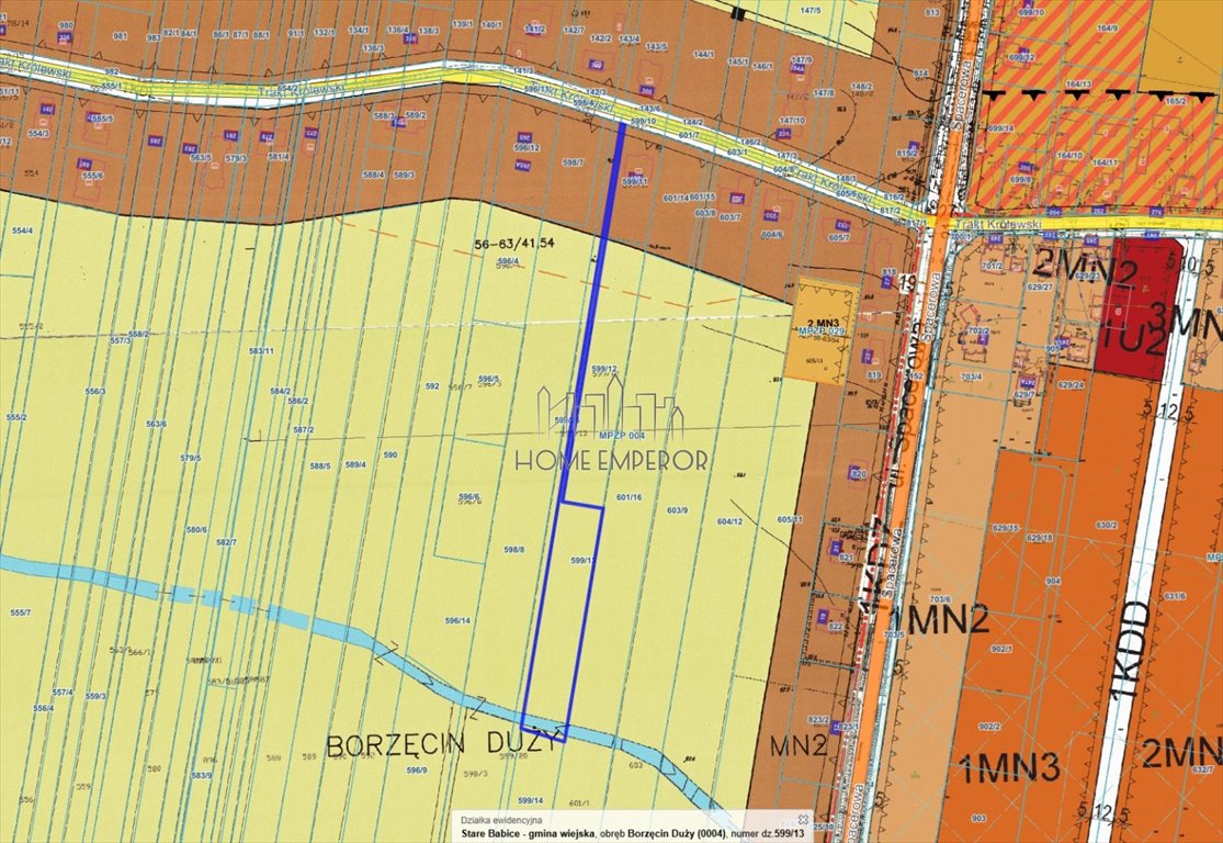 Działka rolna 3254 m² w Borzęcinie Dużym - media w ulicy Borzęcin Duży, Trakt Królewski  3 254m2 Foto 1