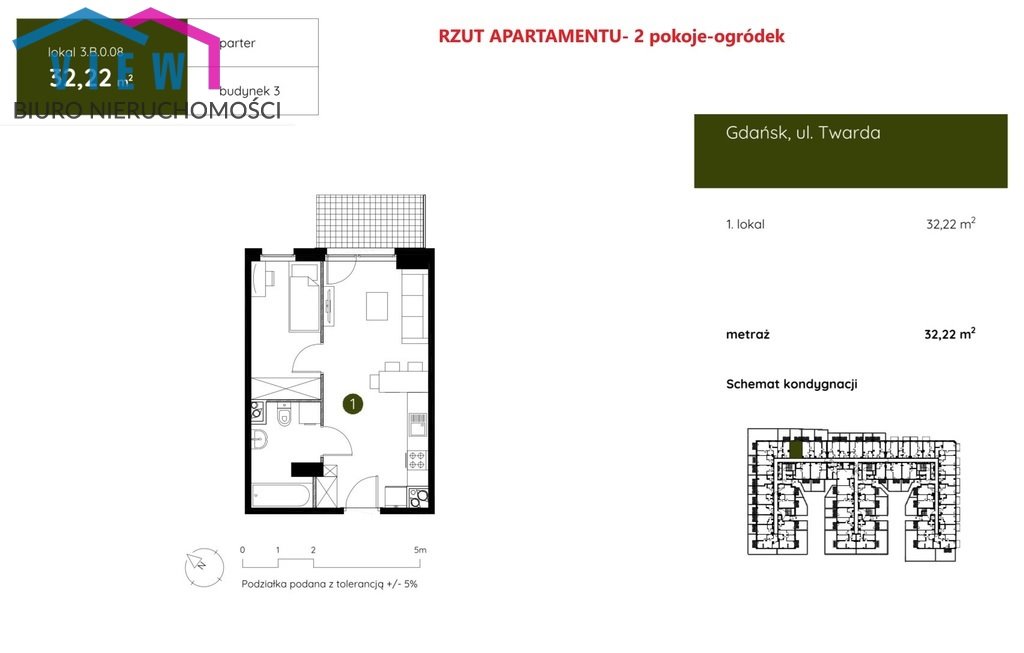 Mieszkanie dwupokojowe na sprzedaż Gdańsk, Wrzeszcz, Twarda  32m2 Foto 2