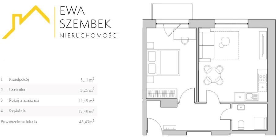 Mieszkanie dwupokojowe na sprzedaż Kraków, Podgórze, Stare Podgórze, Krasickiego  43m2 Foto 1