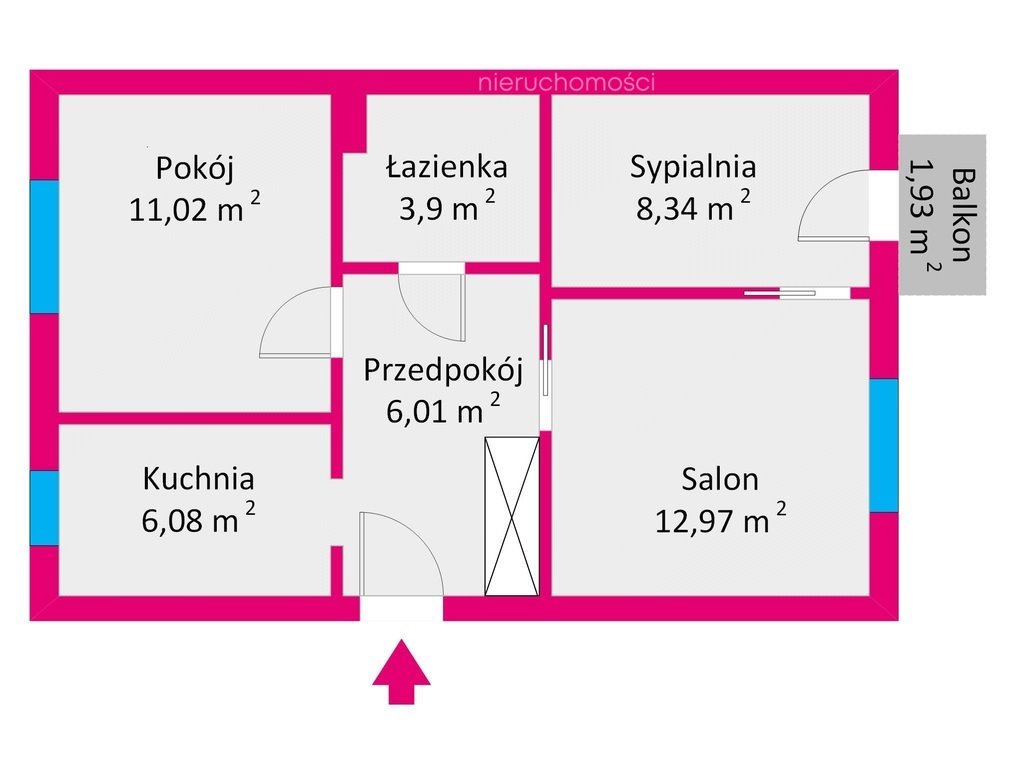 Mieszkanie trzypokojowe na sprzedaż Rzeszów, ks. Jerzego Popiełuszki  48m2 Foto 4