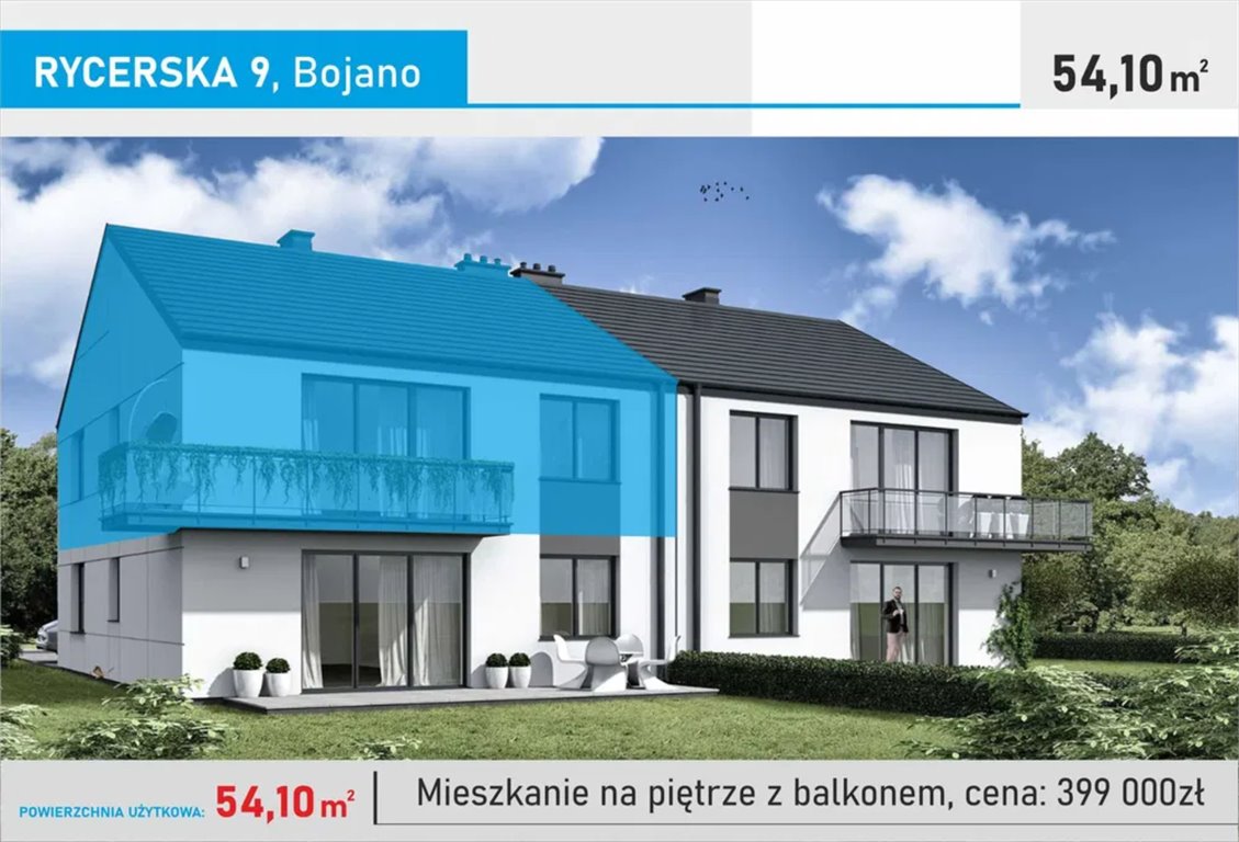 Mieszkanie trzypokojowe na sprzedaż Bojano, Rycerska 9  54m2 Foto 1